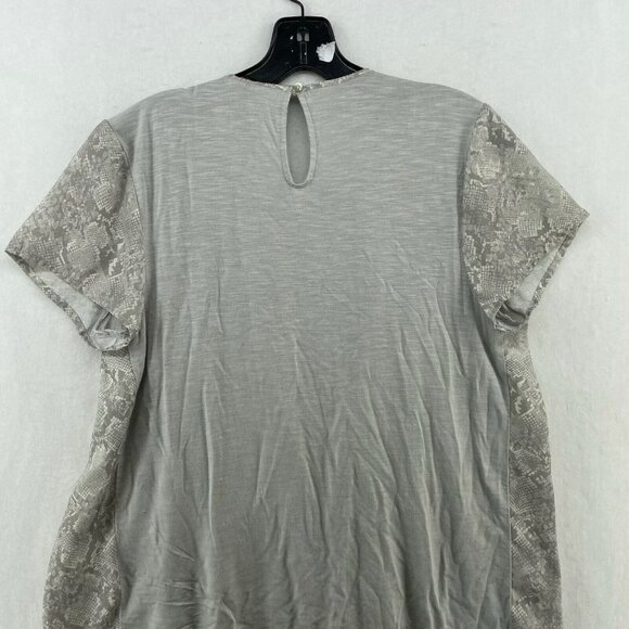 Anthropologie Dolan Blouse Women's Sz M Gray Snake Print Pleated Keyhole Back - Picture 8 of 13